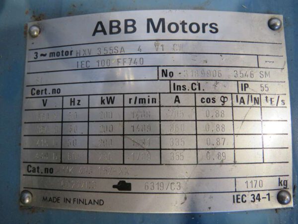 ABB 230 kW E-Motor description.